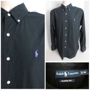 Ralph Lauren Polo Men M Black Long Sleeve Shirt